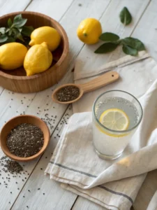 3 Ingredient Brazilian Mounjaro drink made with chia seeds, lemon, and water