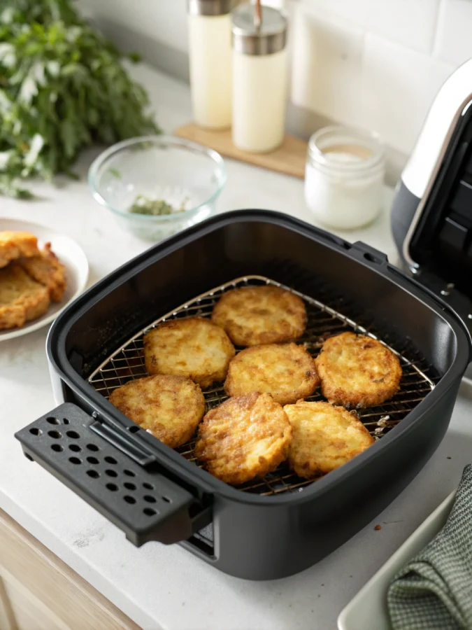 Air Fryer Hash Browns: Crispy Perfection Every Time Crispy air fryer hash browns in basket