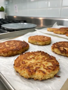 Fully cooked hash brown patties from air fryer