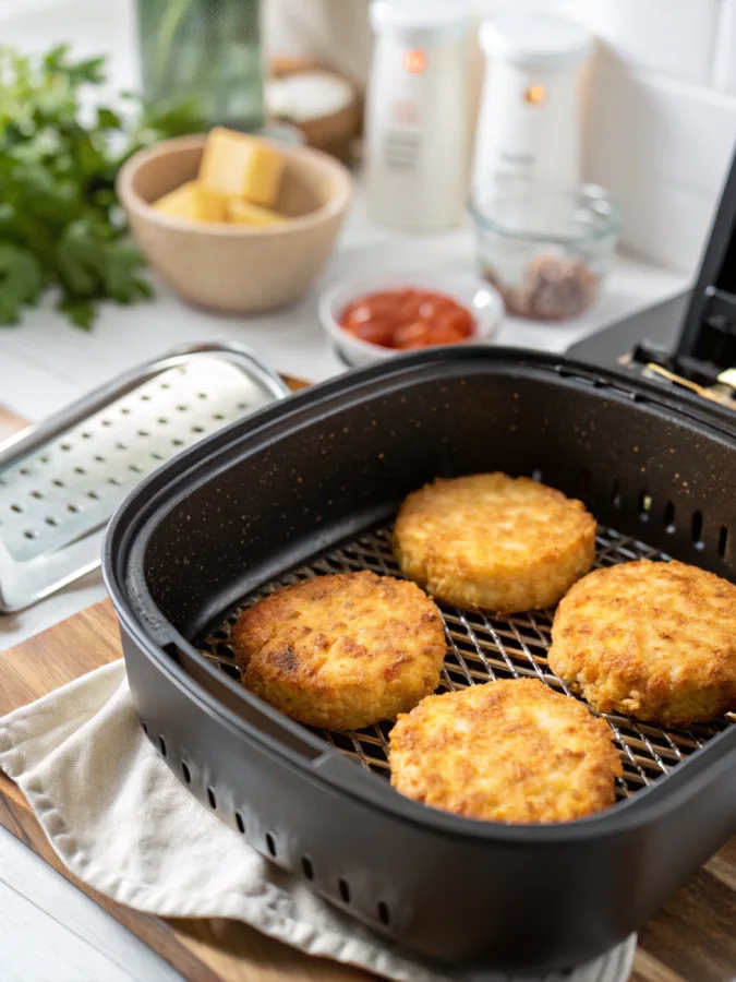 My Favorite Way To Make Hash Brown Patties in Air Fryer Crispy hash brown patties in air fryer basket