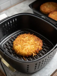 Crispy hash browns in air fryer basket
