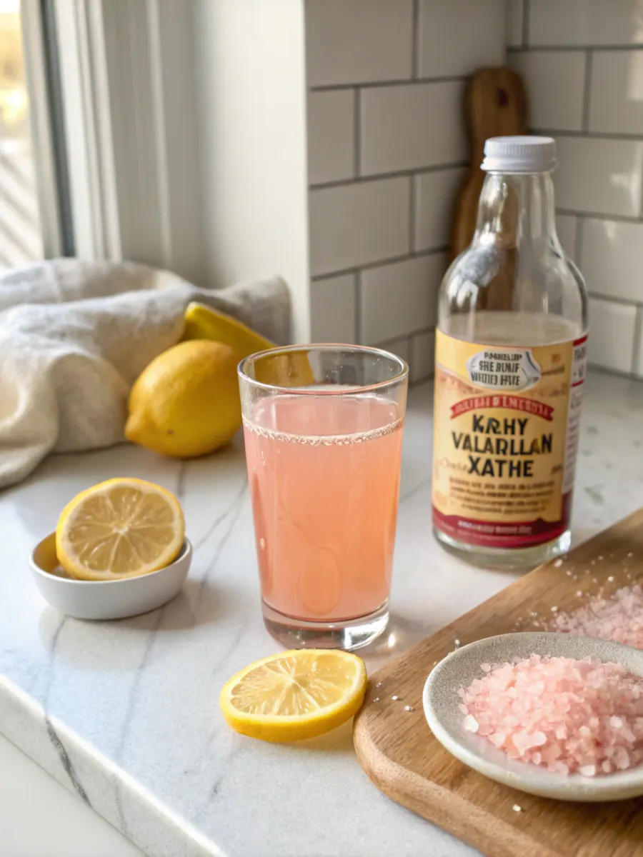 Pink salt trick for weight loss drink with lemon and vinegar