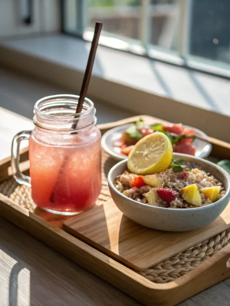 Served pink salt trick recipe for weight loss with breakfast