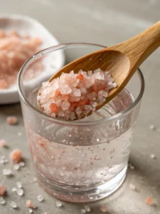 stirring Himalayan pink salt into water