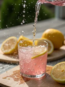 squeezing lemon into pink salt water