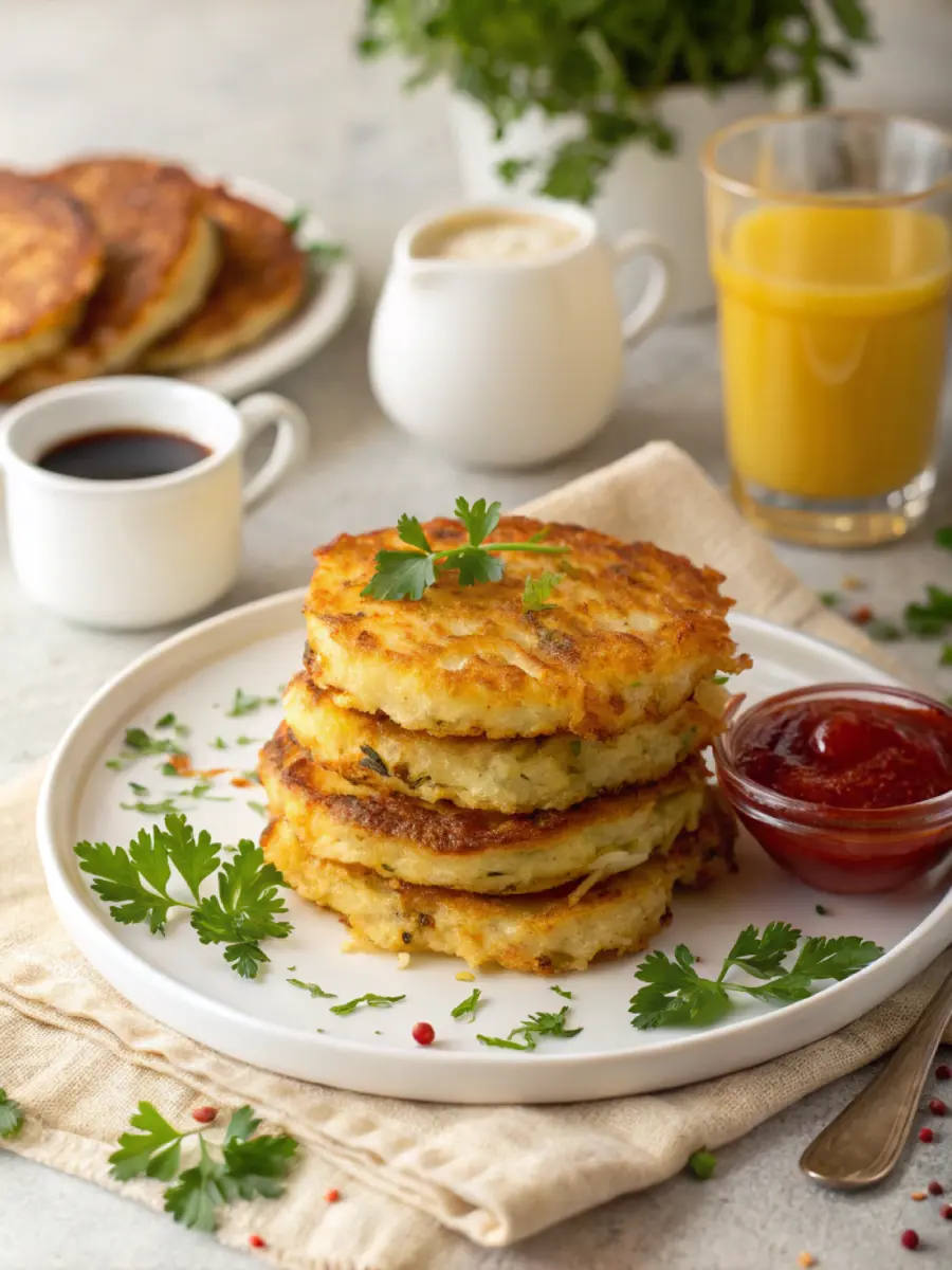 Serving hash browns from air fryer
