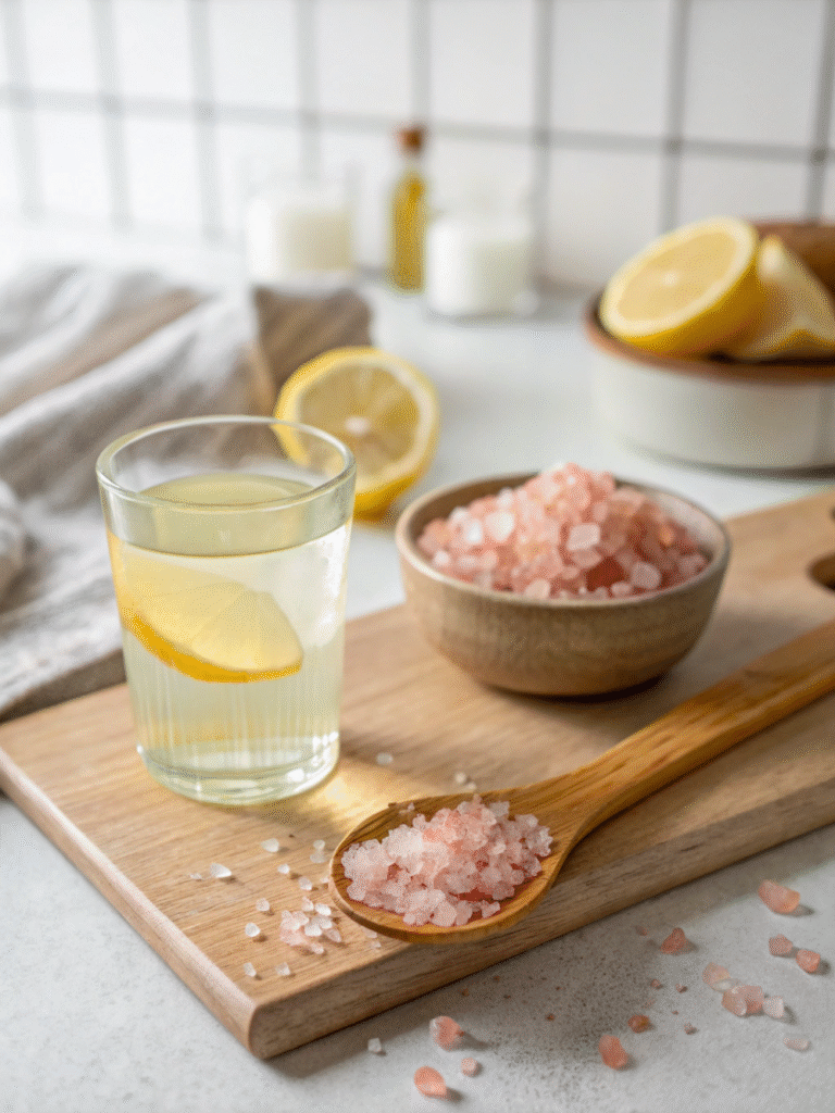 Japanese Pink Salt Recipe - Detox & Weight Loss Truth Japanese pink salt recipe with lemon and salt in morning light