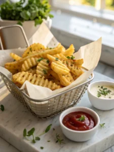 Crispy air fryer waffle fries ready to serve
