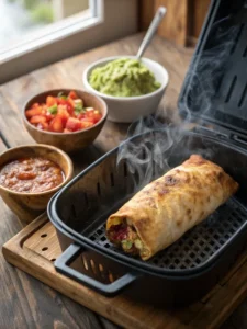 el monterey burrito in the air fryer crispy with toppings