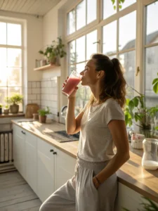 Drinking japanese pink salt detox drink