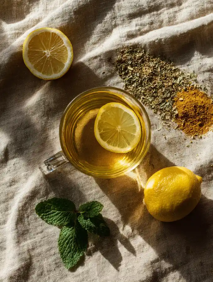 lemon balm tea bedtime ritual for flat tummy