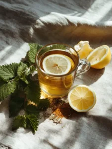 lemon balm weight loss tea with lemon, cayenne, and honey