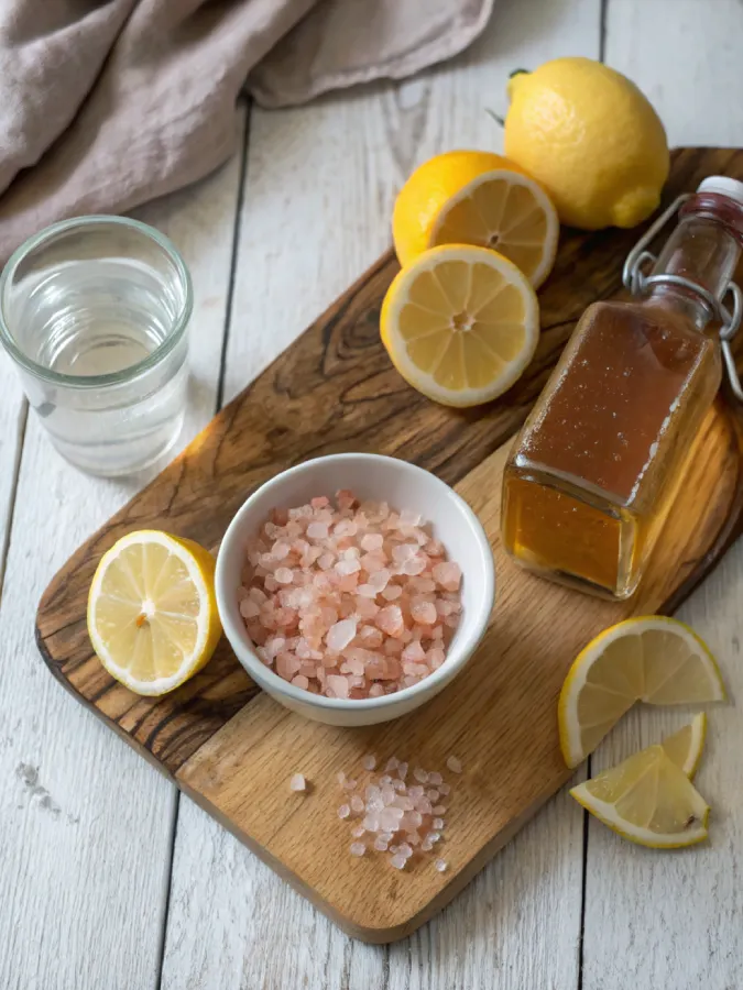 pink salt trick for weight loss ingredients laid out