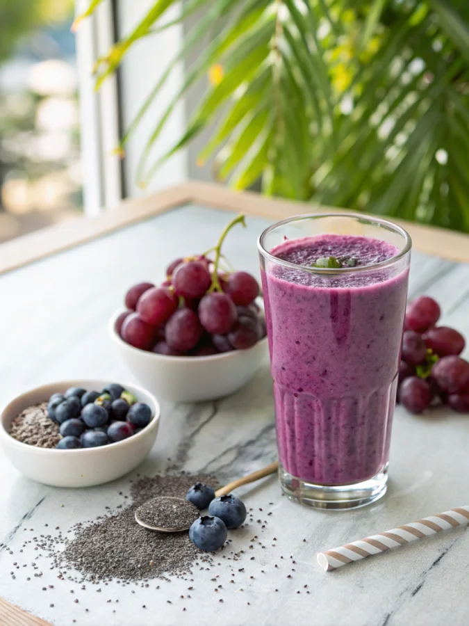 purple peel weight loss drink with berries and chia