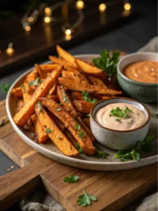 Served Alexia sweet potato fries with dips