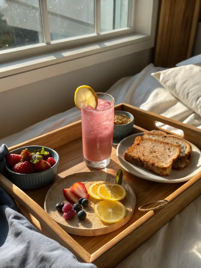 served pink salt diet drink with lemon