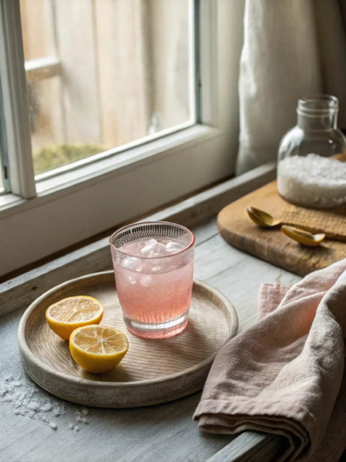 Pink Salt Diet: Truths About This Viral Weight Loss Trend serving pink salt diet drink with lemon