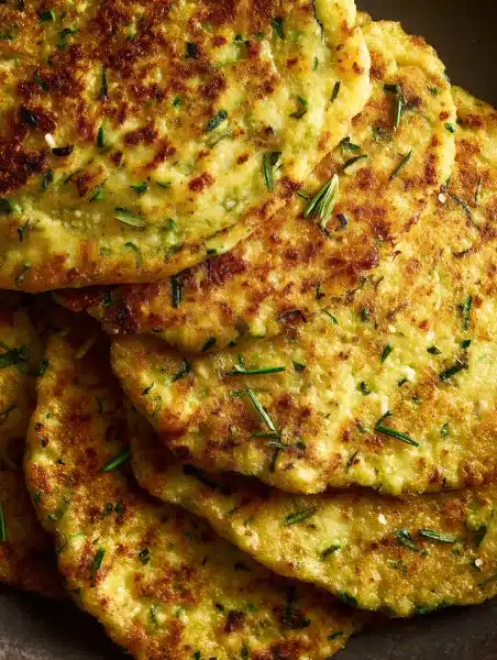 Golden-brown zucchini scarpaccia cut into squares