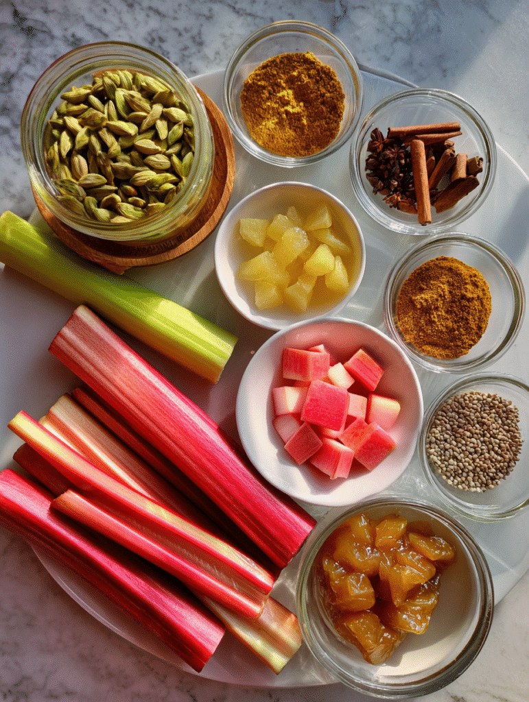 Apple Rhubarb Chutney That Tastes Like Home apple rhubarb chutney ingredients