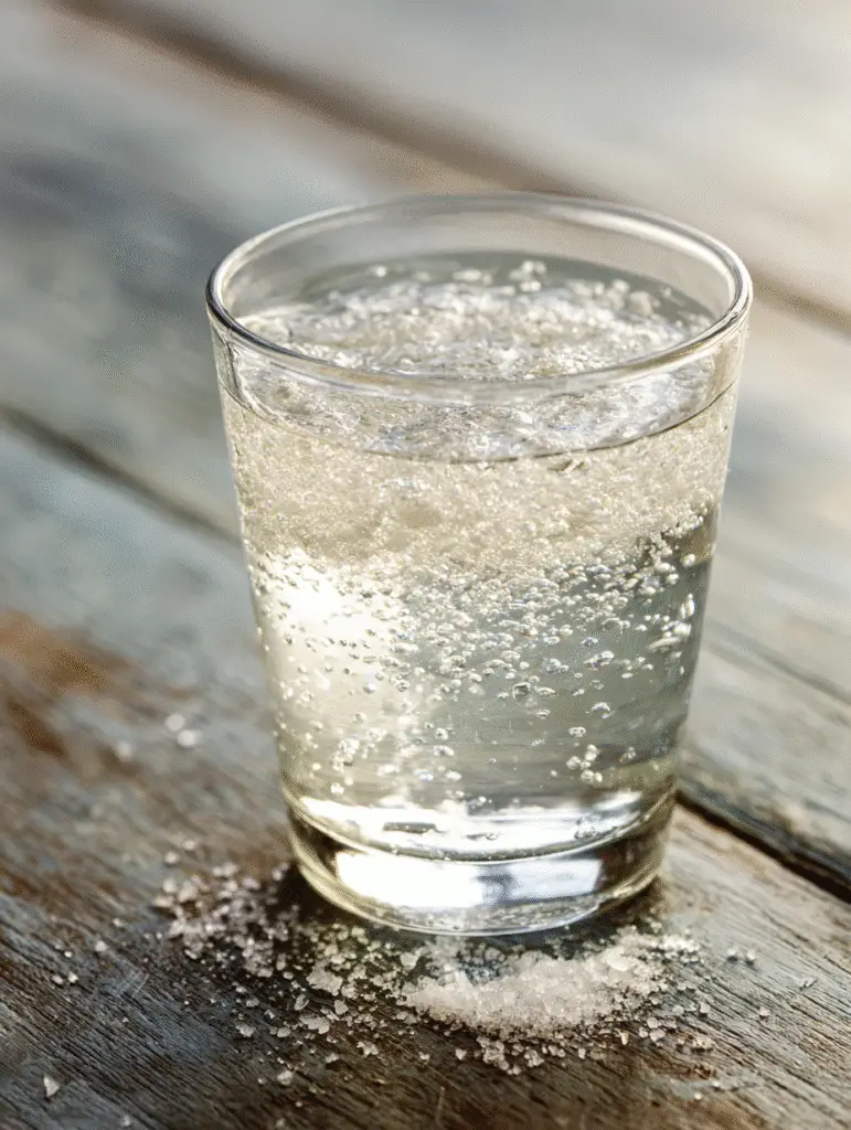 Celtic sea salt trick with fizzy mineral water