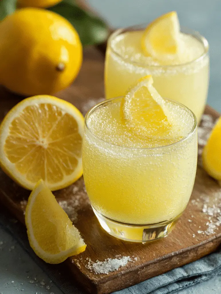 Gelatin trick recipe lemon drink with fresh citrus wedges