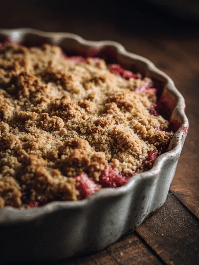 Rhubarb recipes step crumble topping crisp