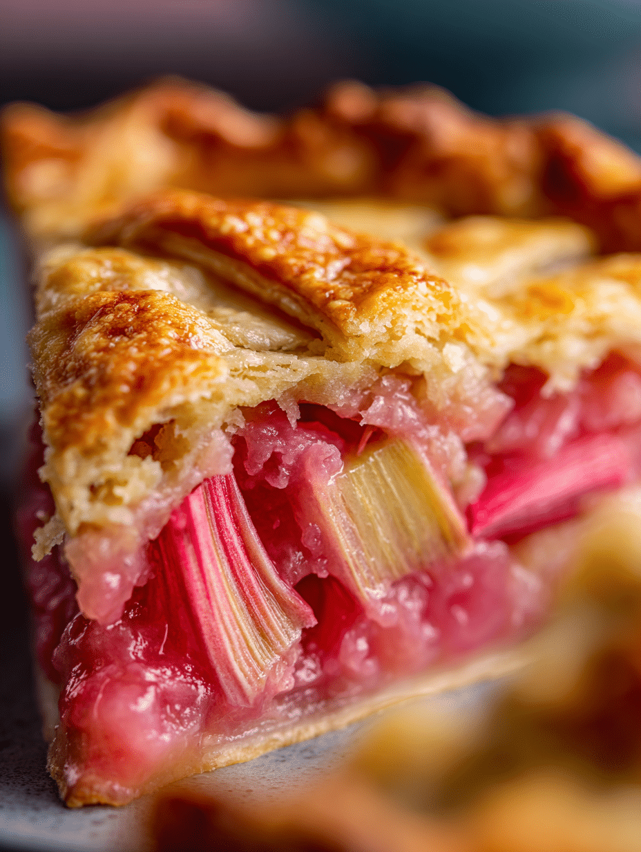 Rhubarb Pie Recipe That Tastes Like Grandma’s Kitchen Rhubarb pie recipe slice with golden crust and juicy filling