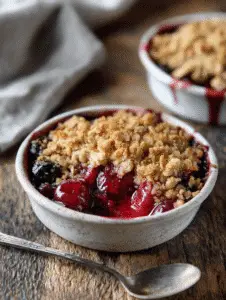 Strawberry rhubarb crisp golden oat topping