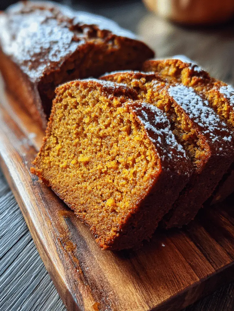Pumpkin Bread Recipe That Tastes Like Fall in Every Bite Pumpkin bread recipe served as warm slices with powdered sugar topping