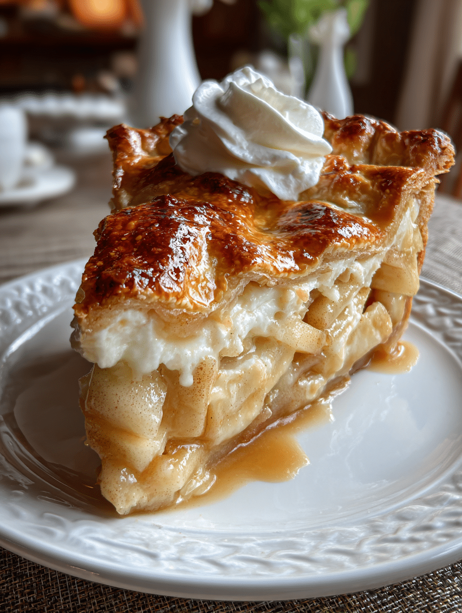 Apple Pie Recipe from Scratch: Classic, Easy & Always Perfect Apple pie recipe homemade dessert slice with flaky crust and whipped cream topping.