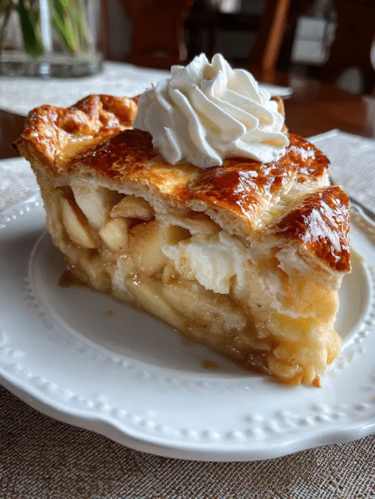 Apple Pie Recipe from Scratch: Classic, Easy & Always Perfect Close-up of apple pie slice showing caramelized apple filling and buttery crust.