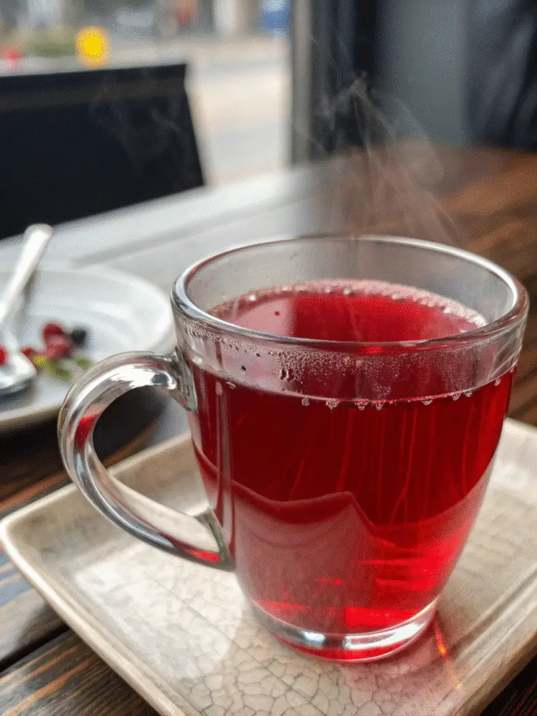 Hibiscus Tea Benefits: What This Ancient Brew Can Do for You Hibiscus tea benefits highlighted in a refreshing iced version with lemon slice and mint garnish.
