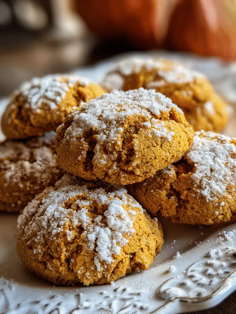 Soft and chewy pumpkin cookies styled for fall baking inspiration.