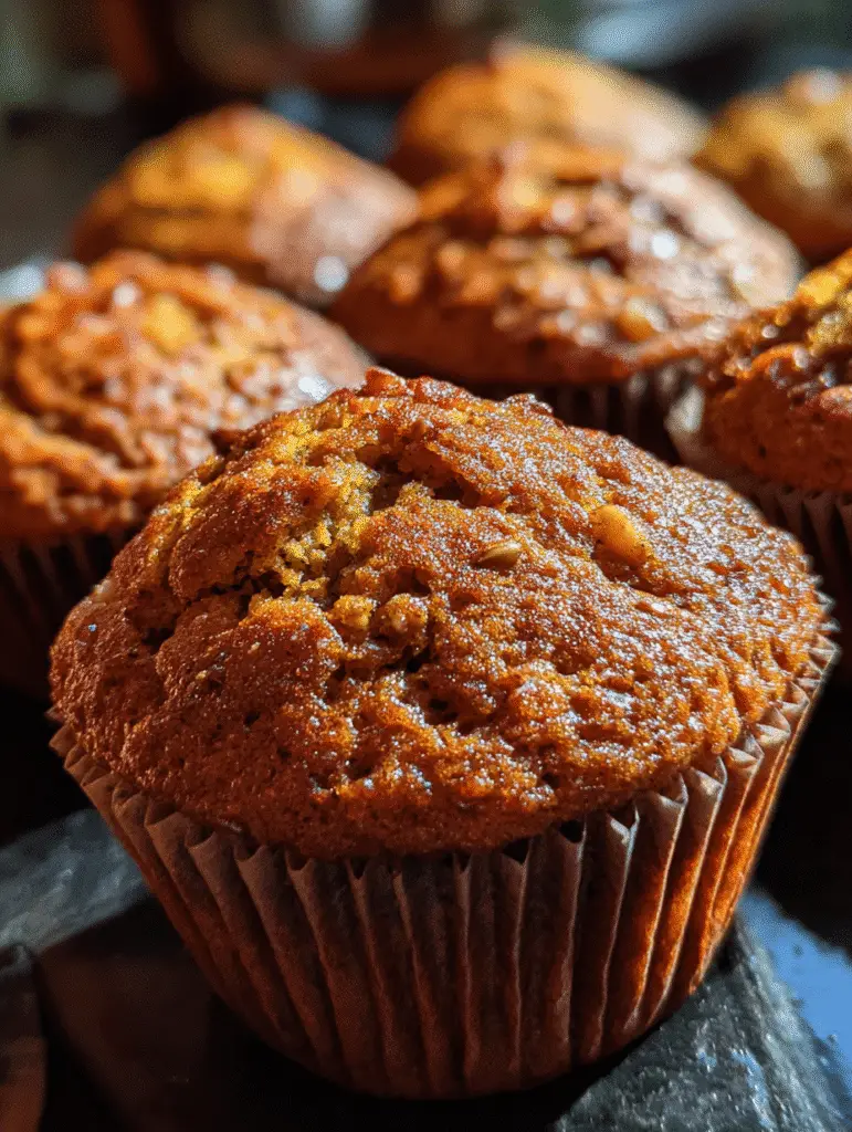 Moist and fluffy pumpkin muffins baked with warm fall spices.