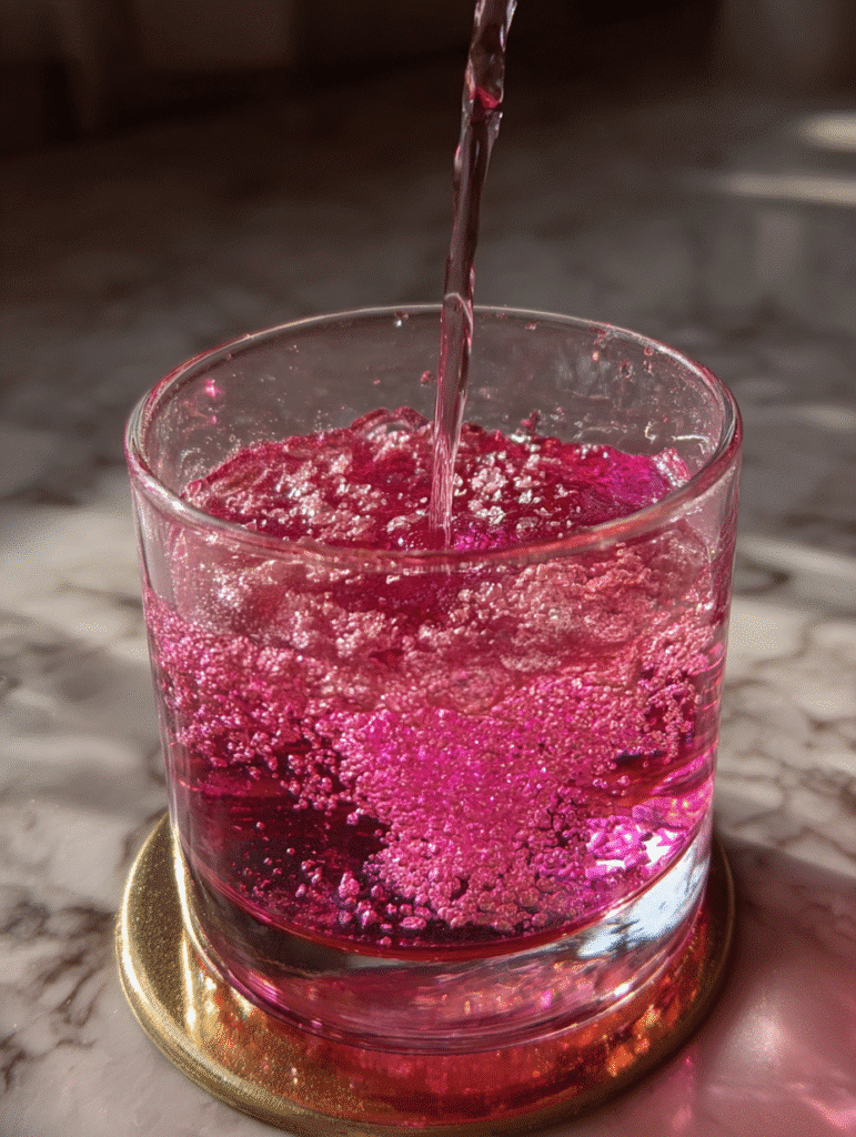 Korean Pink Salt Recipe Mixing Korean pink salt recipe in warm water glass