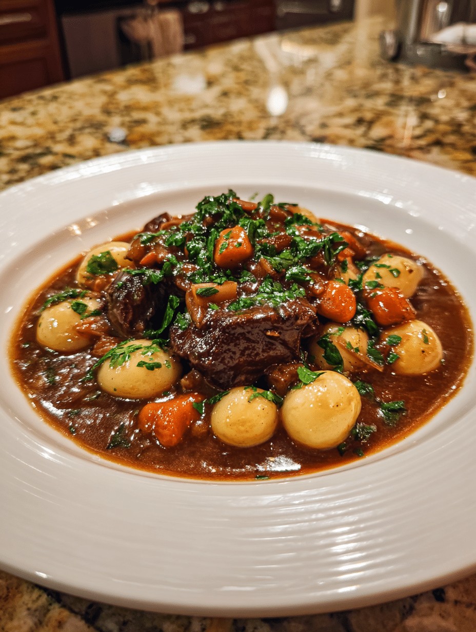 Beef Bourguignon Recipe Beef bourguignon with pearl onions and carrots in rich red wine sauce