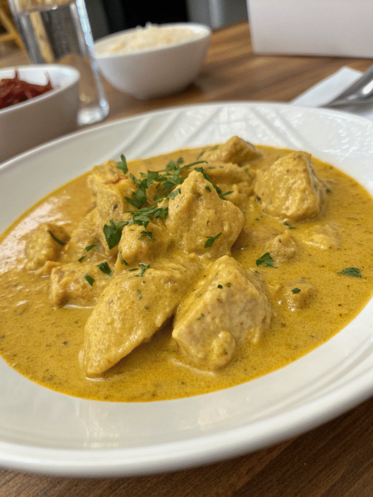 Easy chicken curry recipe in creamy golden sauce