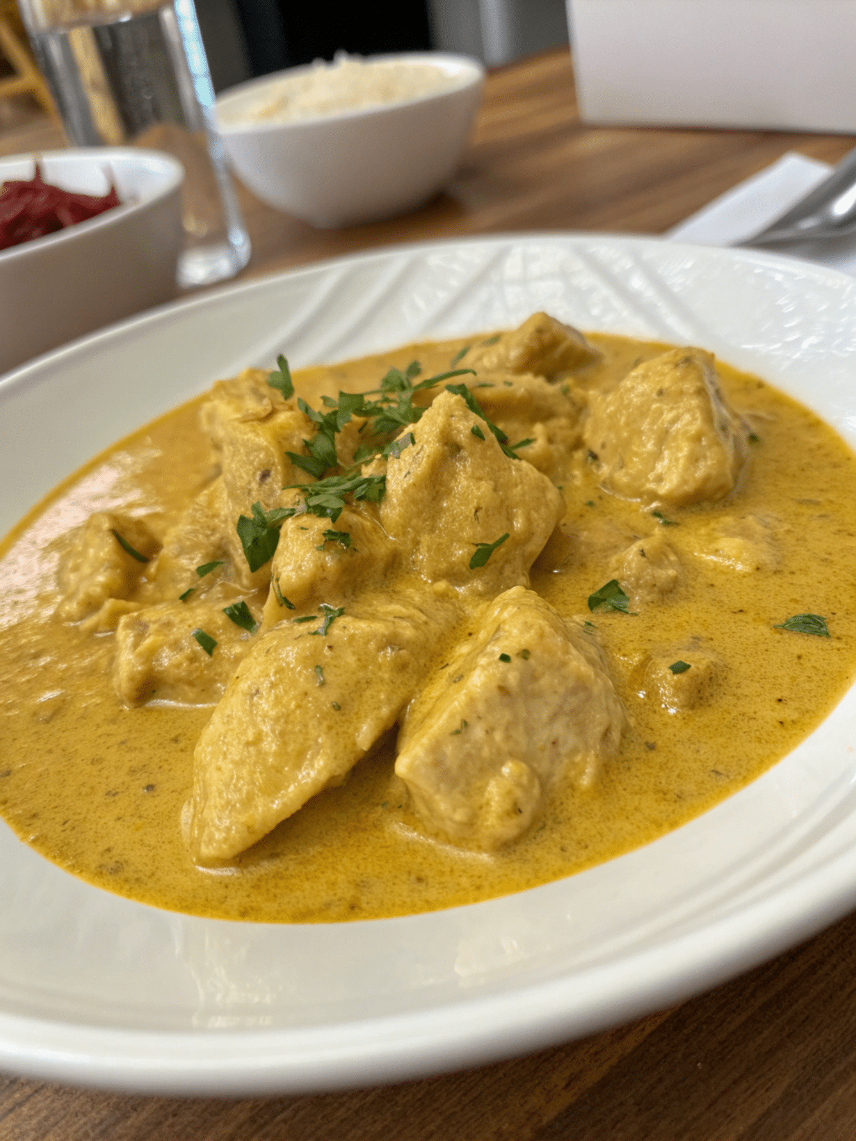 Easy chicken curry recipe in creamy golden sauce