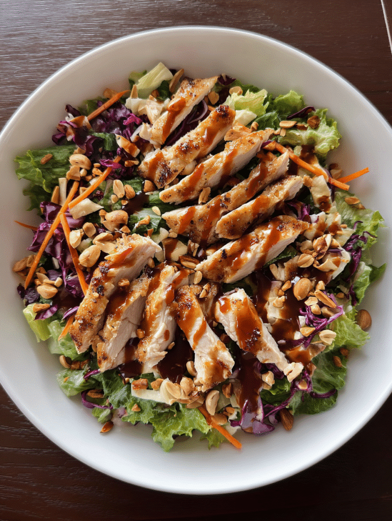 Chicken Salad Recipes Chicken salad recipes with grilled chicken, lettuce, cabbage, carrots, and crunchy peanuts.