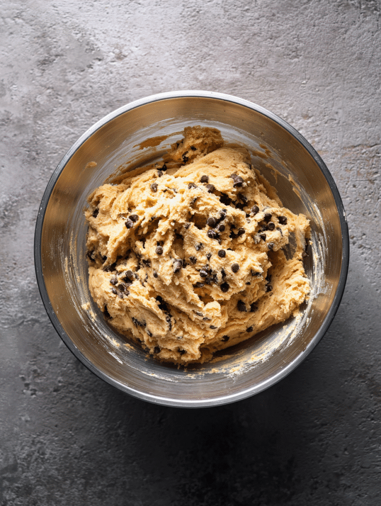 nestle toll house cookie recipe dough in mixing bowl