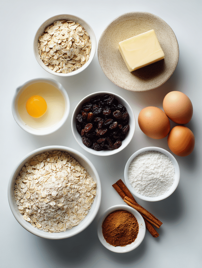 oatmeal raisin cookies ingredients on table