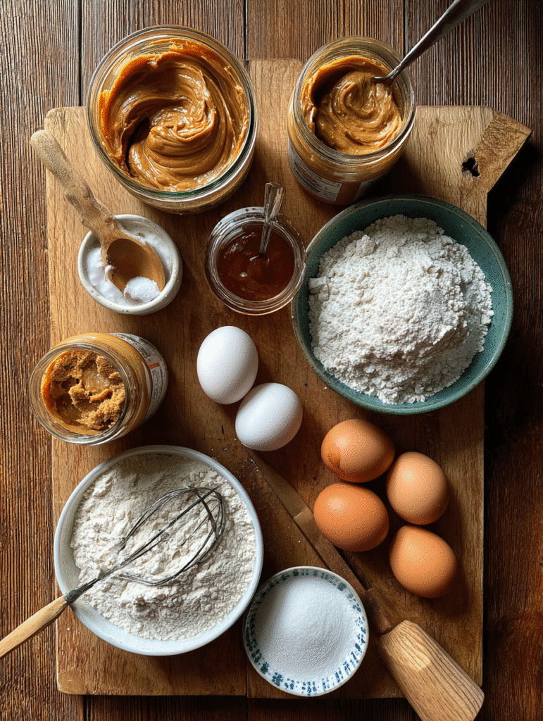 Easy Peanut Butter Cookie Recipe Peanut butter cookie recipe ingredients laid out