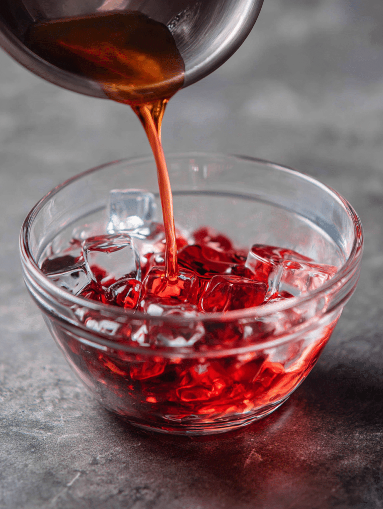 Mixing Dr Oz pink gelatin recipe in bowl