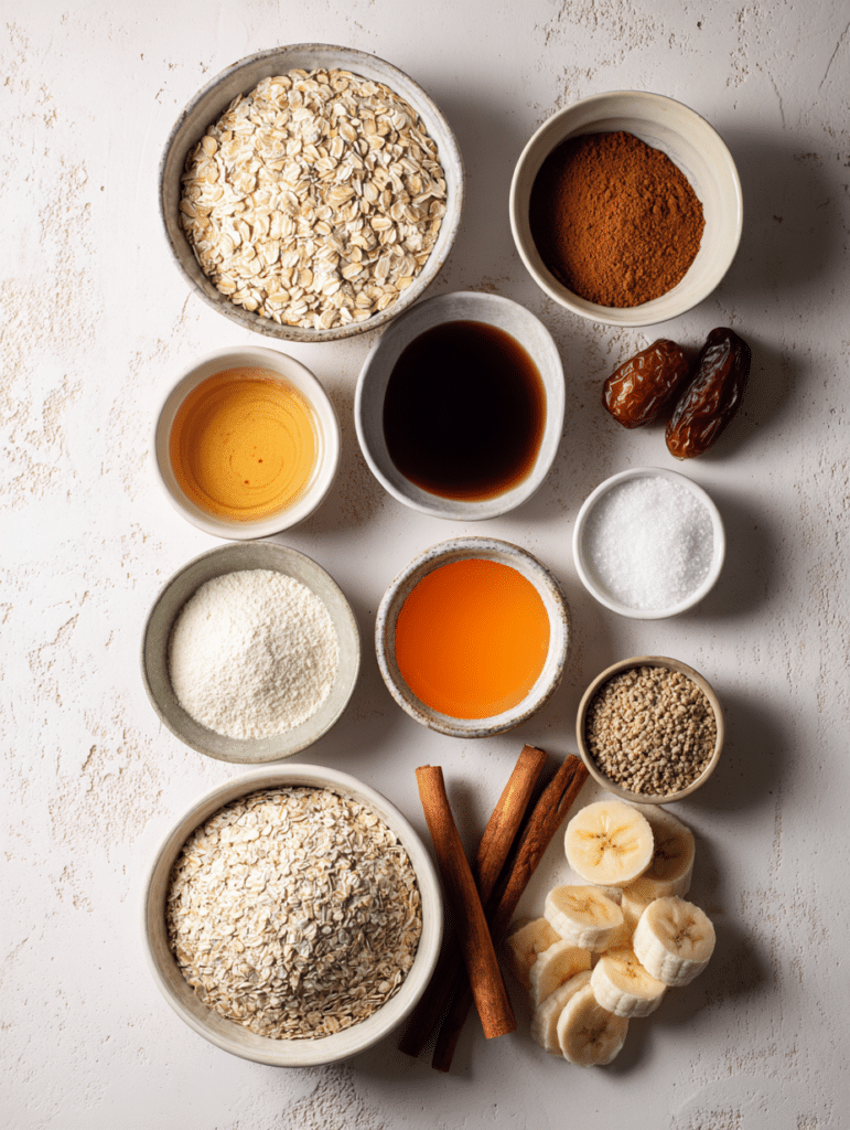 Oat trick for weight loss recipe ingredients on white counter