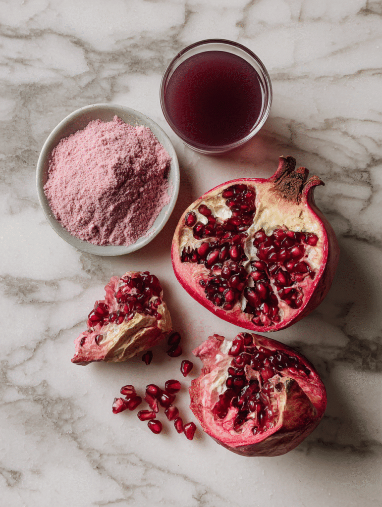 Pink gelatin recipe ingredients on a counter