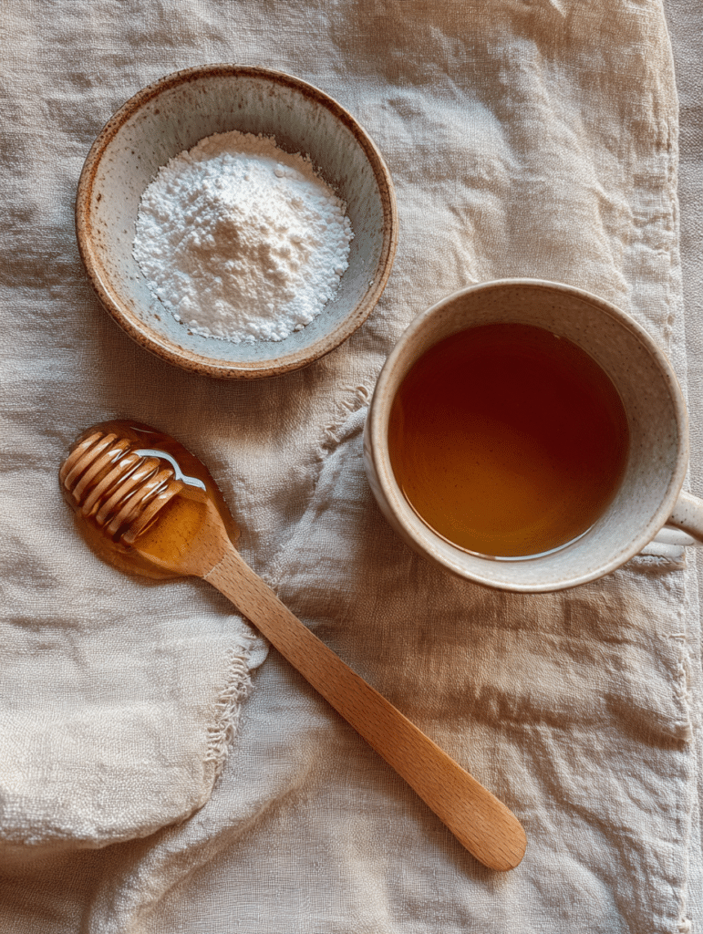 Honey and Baking Soda Trick ingredients for honey and baking soda trick