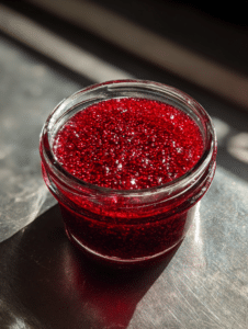 Chia jelly recipe with fruit on kitchen counter