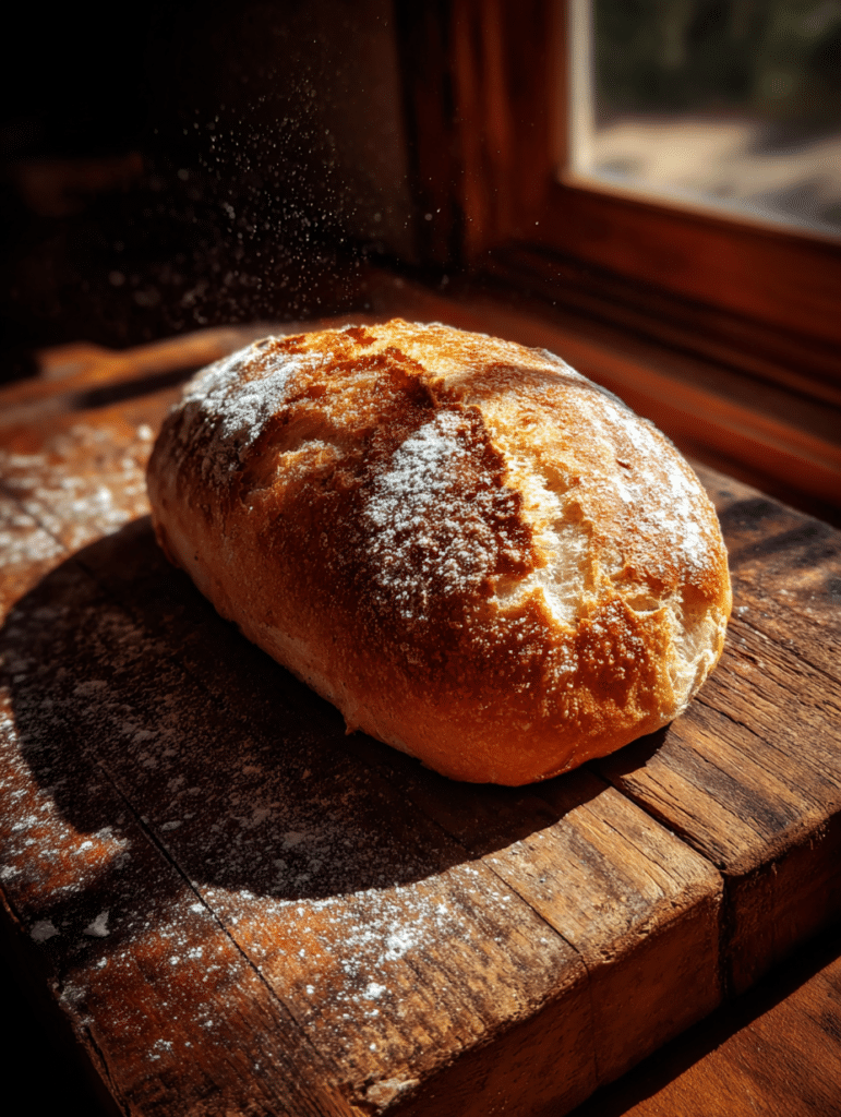 Gluten free bread recipe golden artisan loaf on cutting board