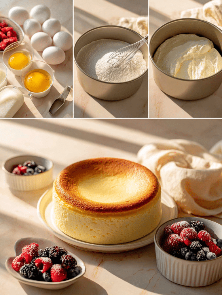 Japanese Yogurt Cheesecake Recipe Step-by-step image of Japanese yogurt cheesecake recipe process from ingredients to final slice