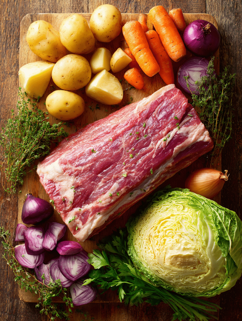 ingredients for corned beef and cabbage slow cooker recipe